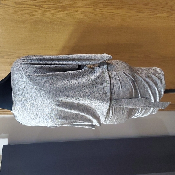 Whbm gold taupe shining dress keyhole draped back lined - Picture 3 of 7